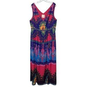 Modcloth 1X Muster The Length Maxi Dress Colorful Sleeveless Medallion Print